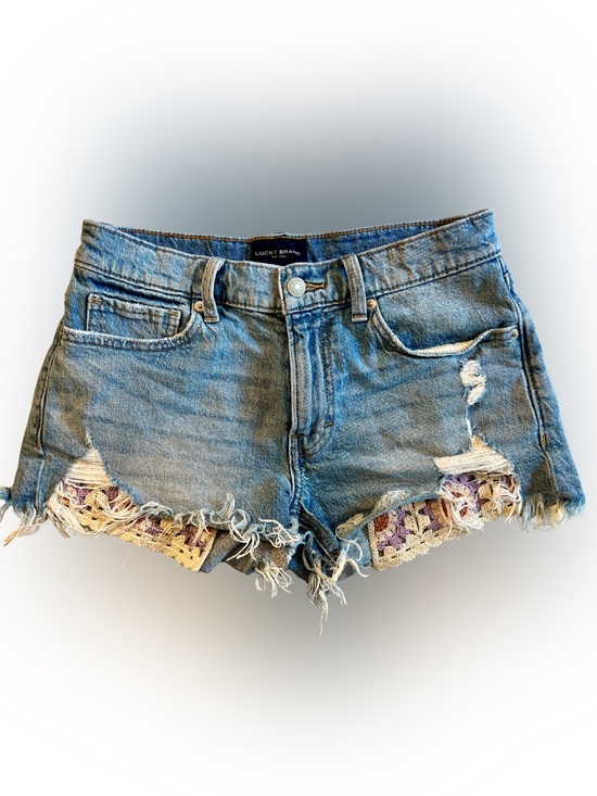 Lucky Brand Pants - Lucky Brand Blue Denim Grandma Crochet Square Pocket Distressed Cutoff Shorts